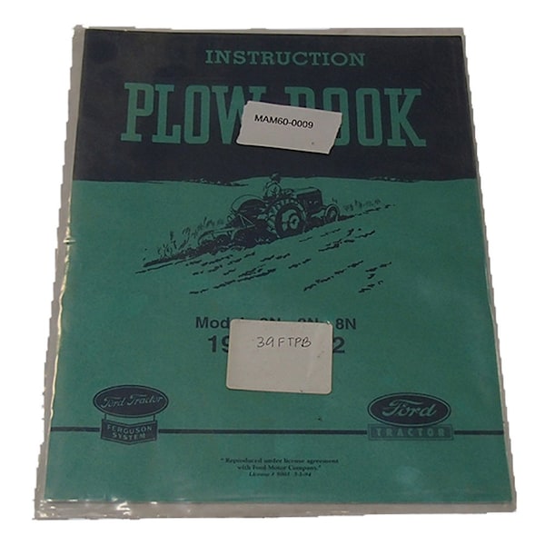 Aftermarket Tractor Plow Book Fits Ford 2N 8N 8N Covers Years 1939 - 1952 MAM60-0009 - main